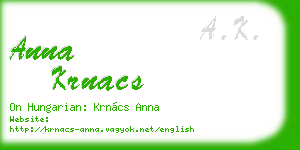 anna krnacs business card
