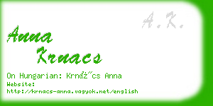 anna krnacs business card